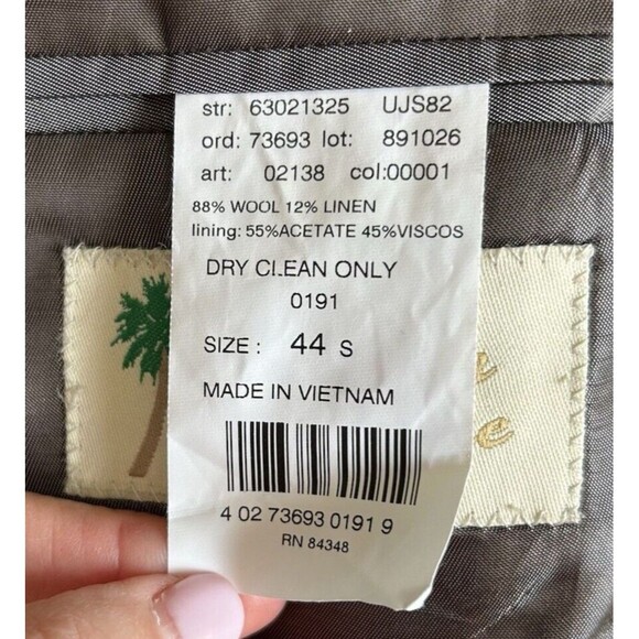 Alan Flusser Sport Coat Men 44 Short Gray Wool Linen Herringbone Classic Office - Picture 6 of 16